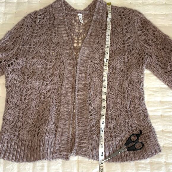 Wish List Chunky Knit Pointelle Cardigan Sweater Women's S/M | Lavender | EUC - Picture 6 of 9